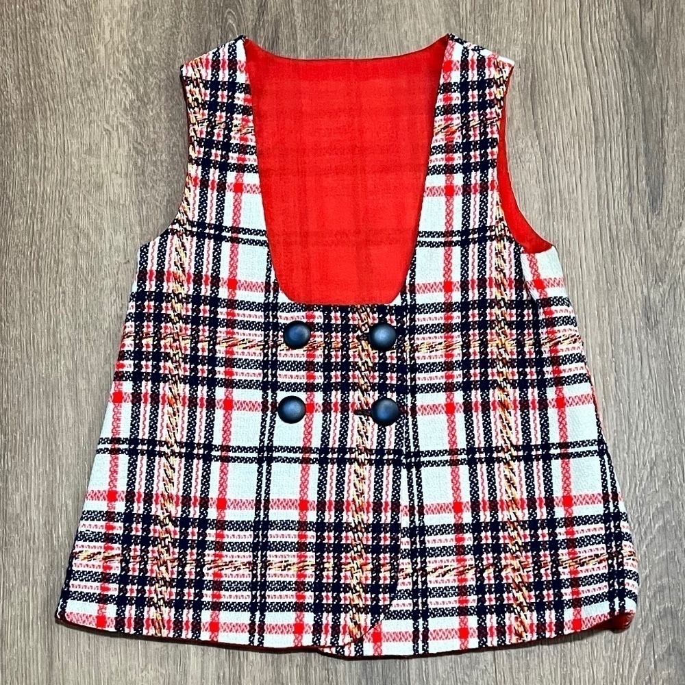 Vintage Handmade Plaid Dress/Vest Sz S